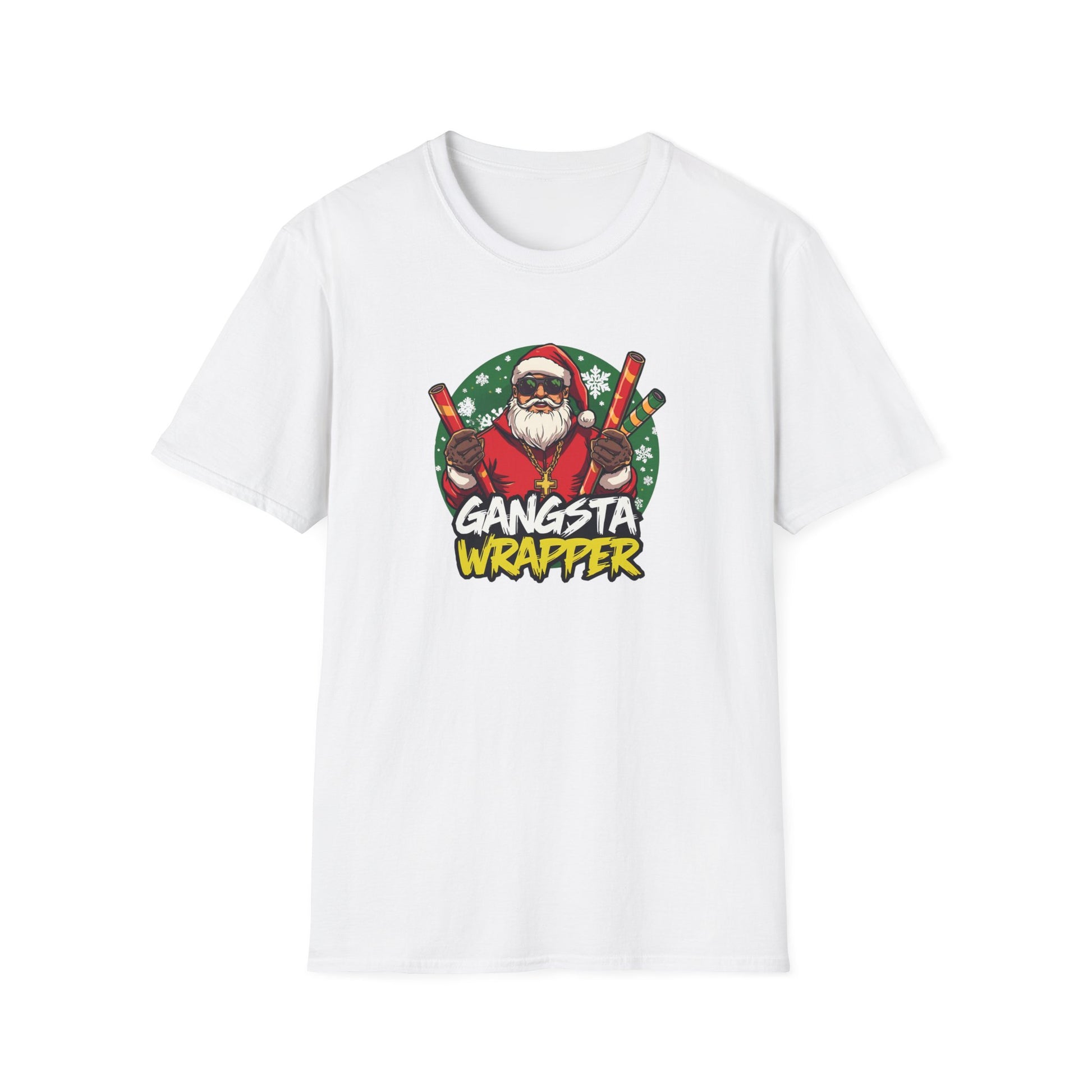 Gangsta Wrapper Santa Street Style T-Shirt in White