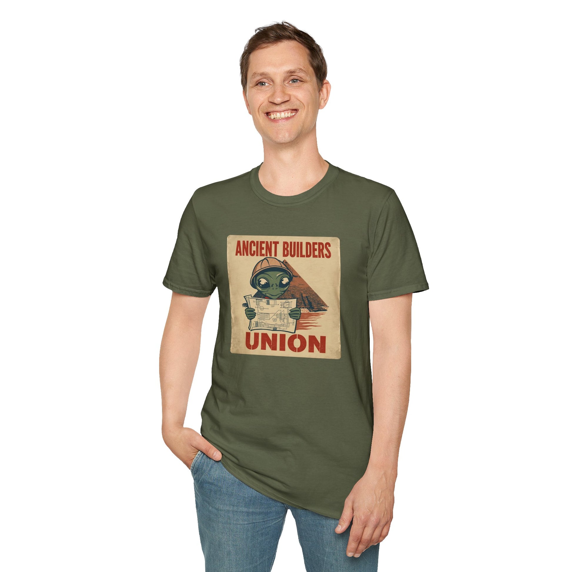 Ancient Builders Union T-Shirt in Military Green