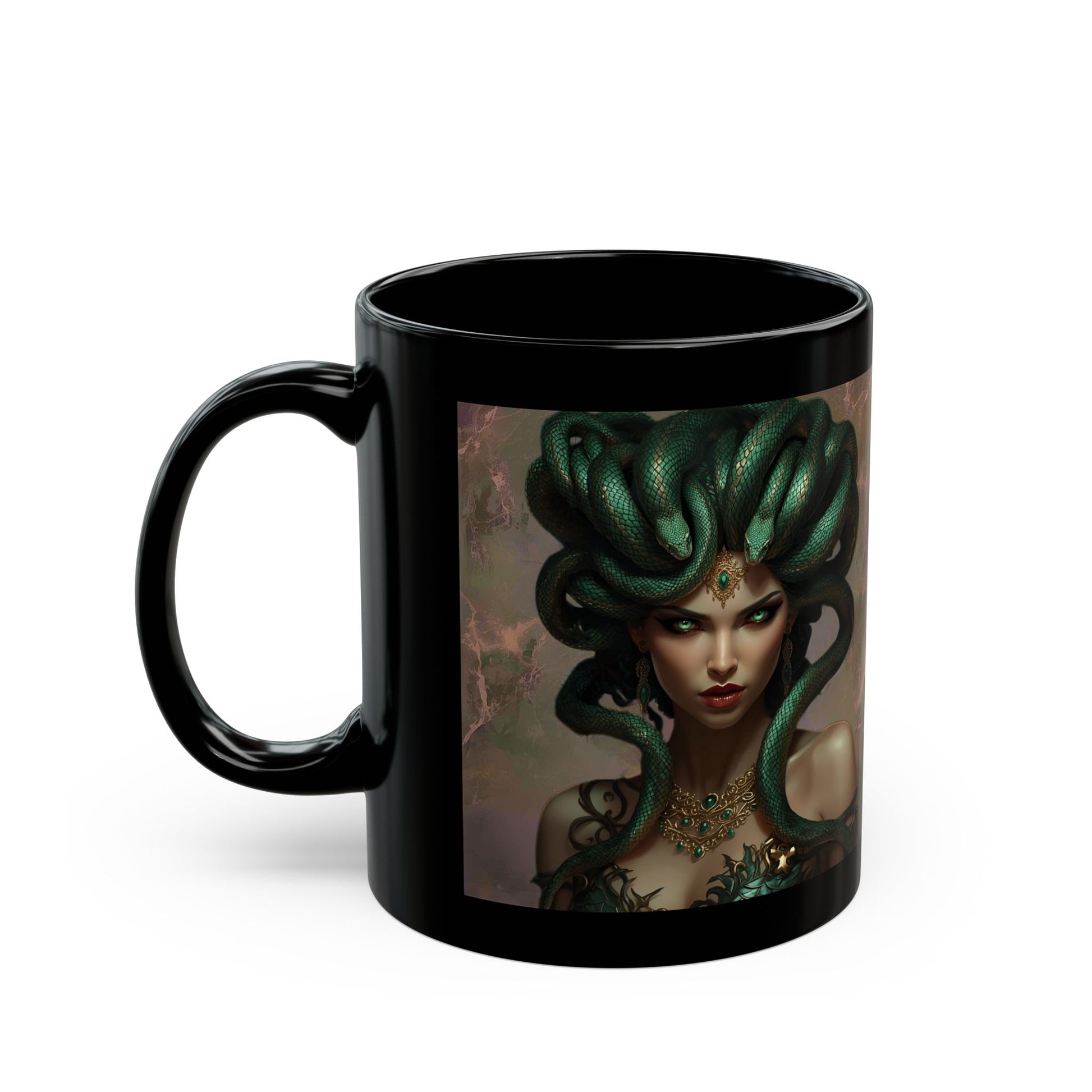 Medusa Mug with mythic serpent artwork