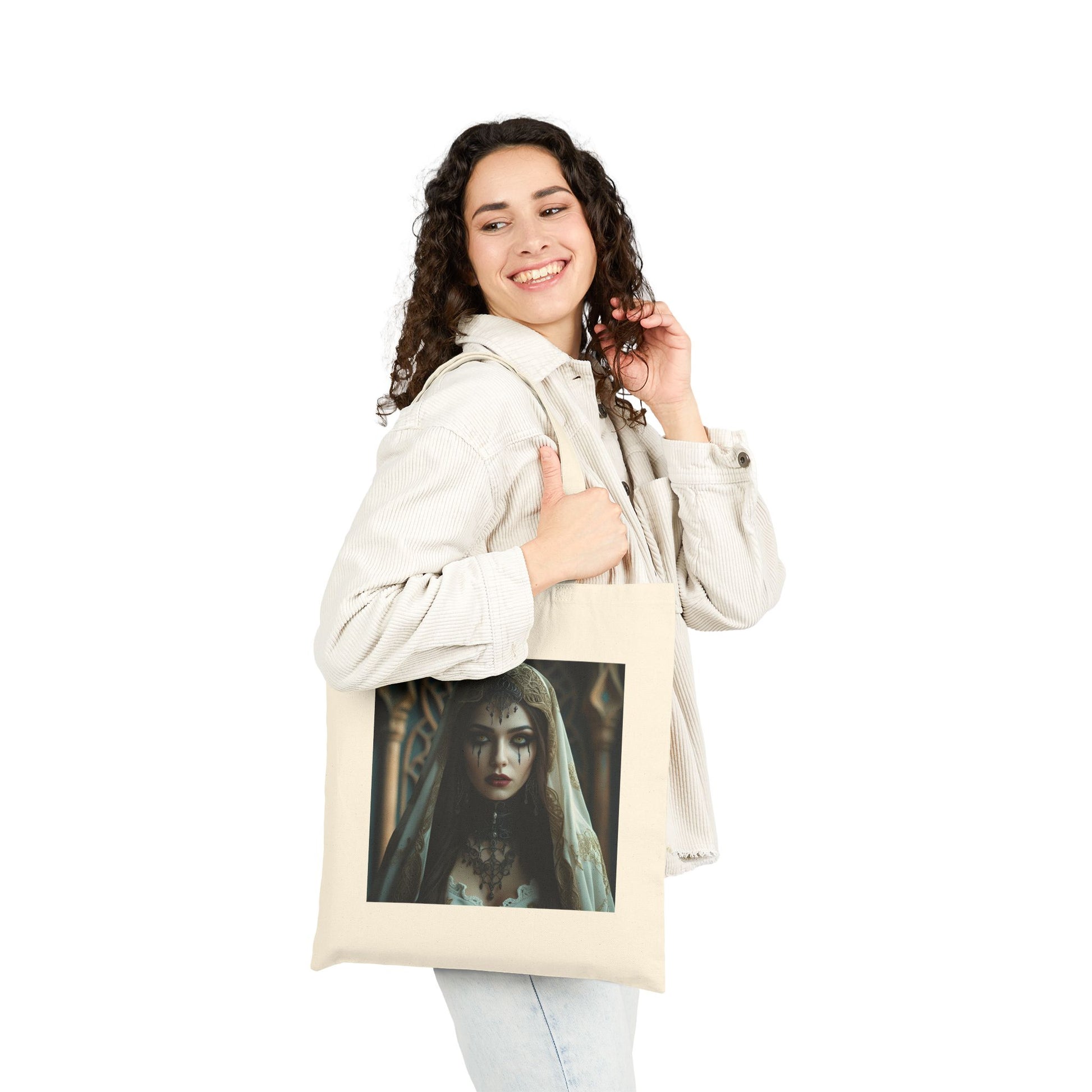 Luna - Gothic Bride Canvas Tote in Natural