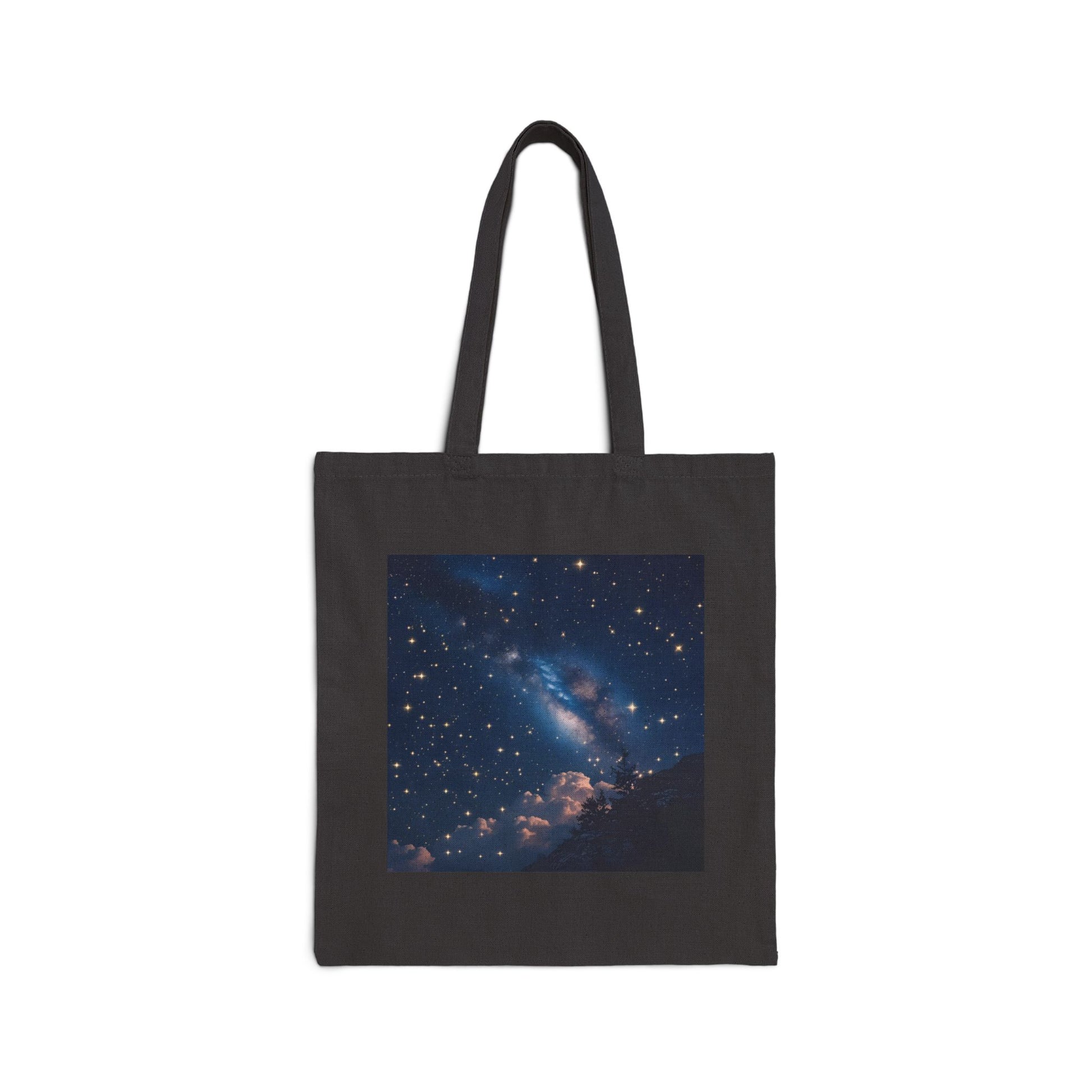 Celestial Calm Canvas Tote Bag in Black