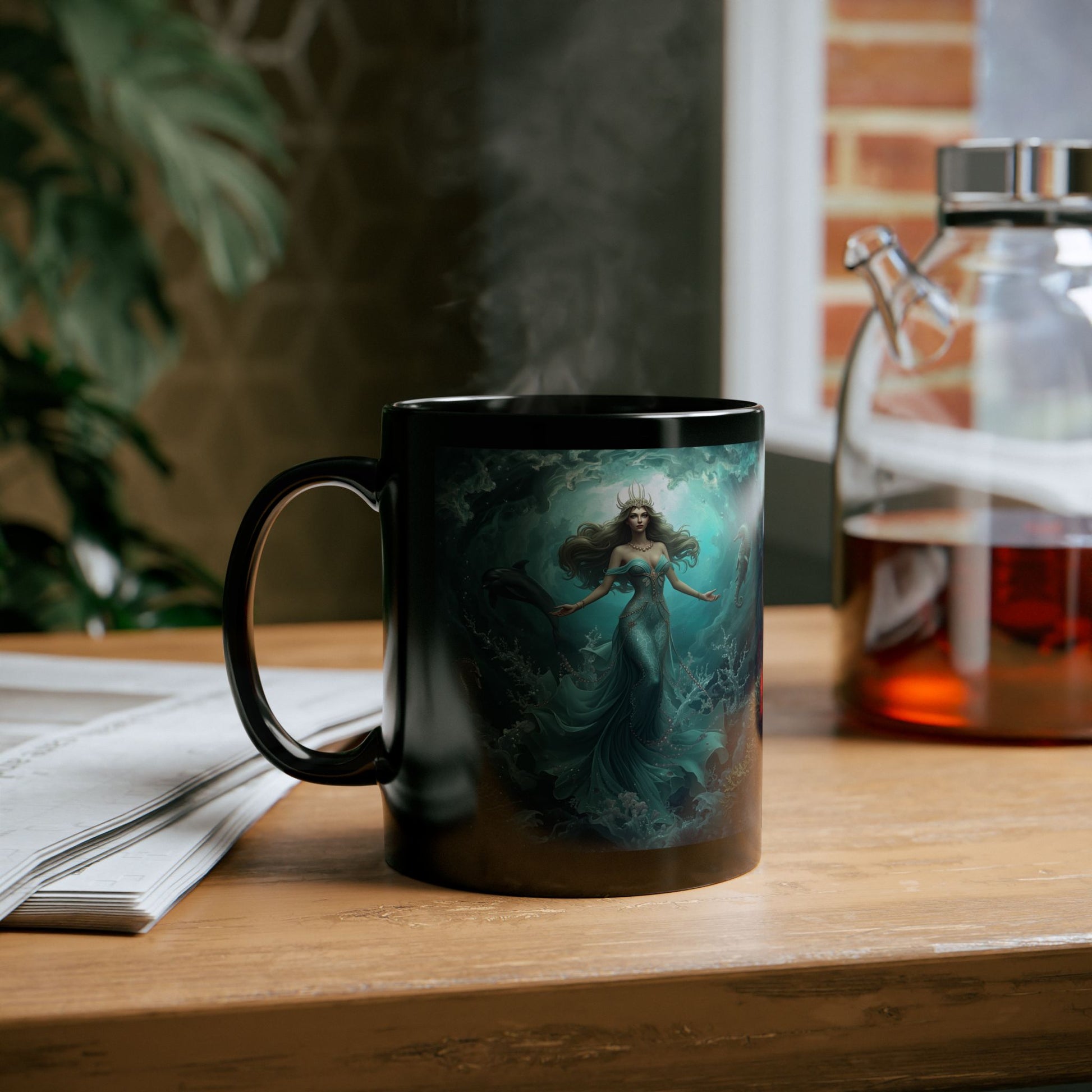 Amphitrite – Queen of the Sea - black mug with Amphitrite image