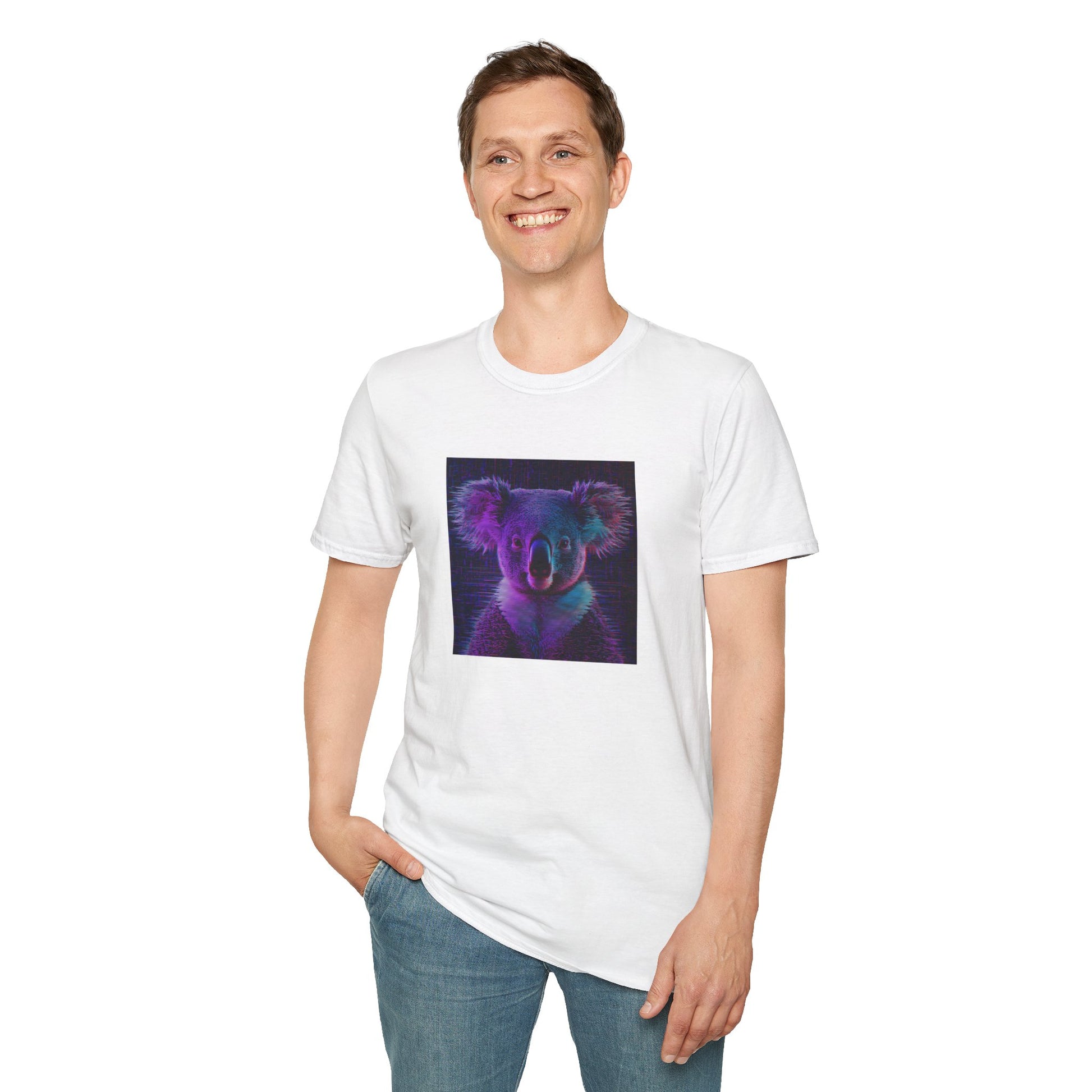 Pixellated Koala T-Shirt with retro gamer koala artwork in White