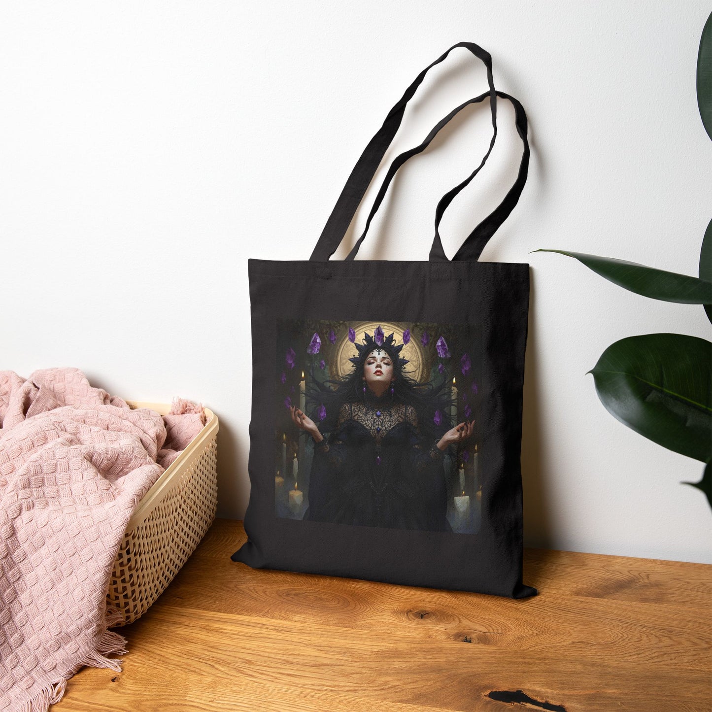 Amethyst Vision Tote Bag in Black