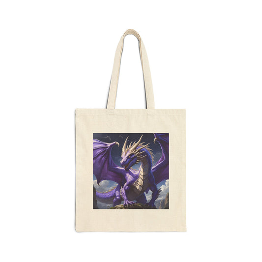 Empowering Purple Dragon Canvas Tote in Natural