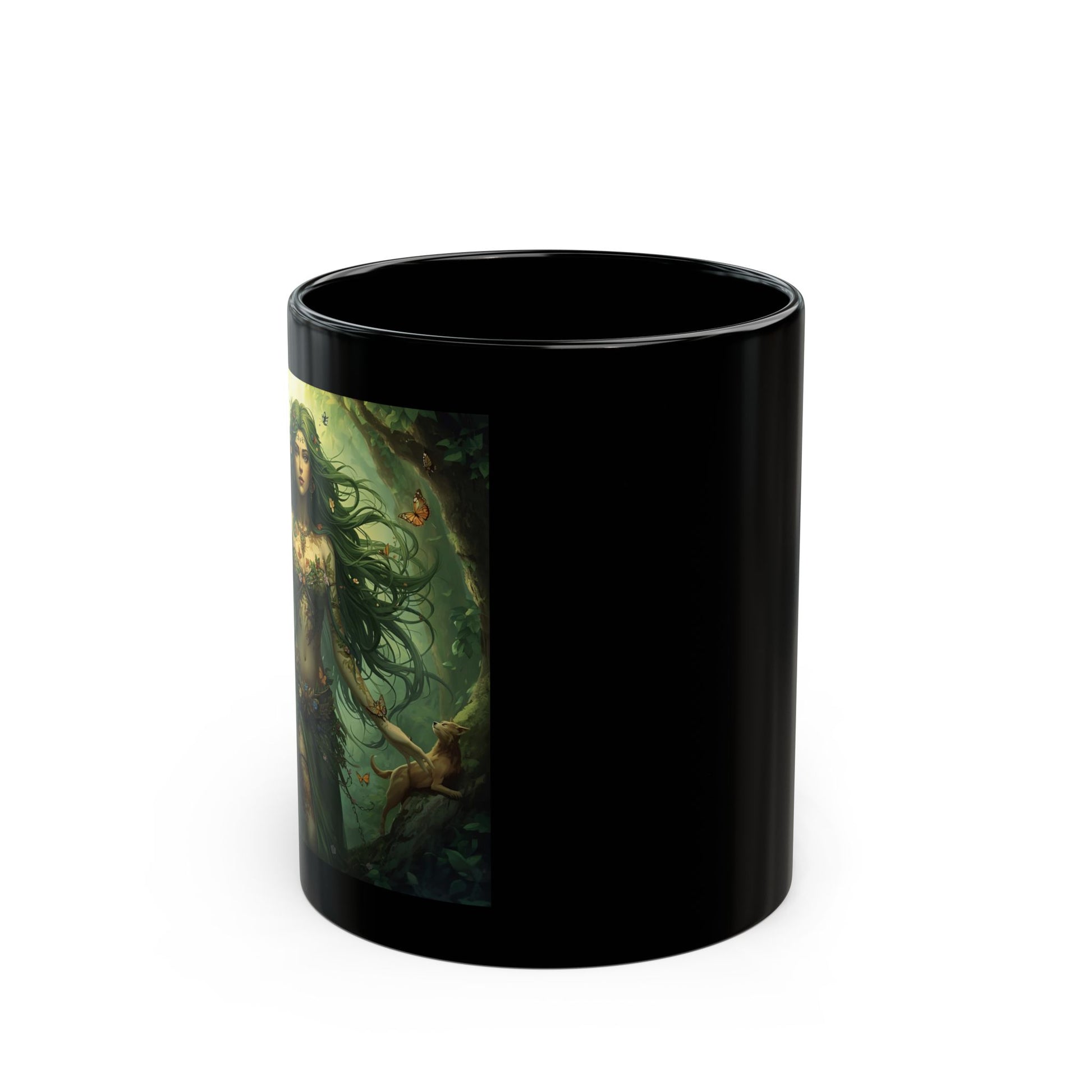 Gaia Mug with earth mother artwork - side view