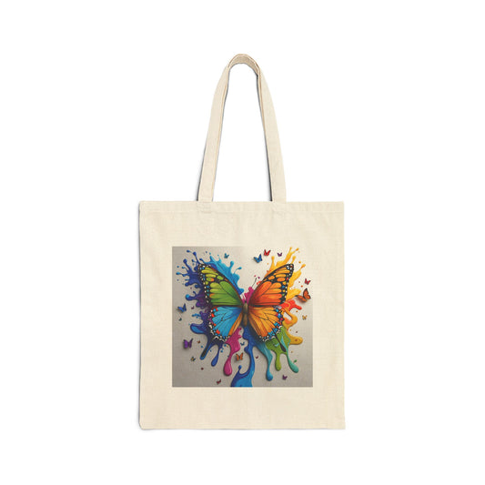 Wings of Colour - Butterfly Canvas Tote Bag in Neutral