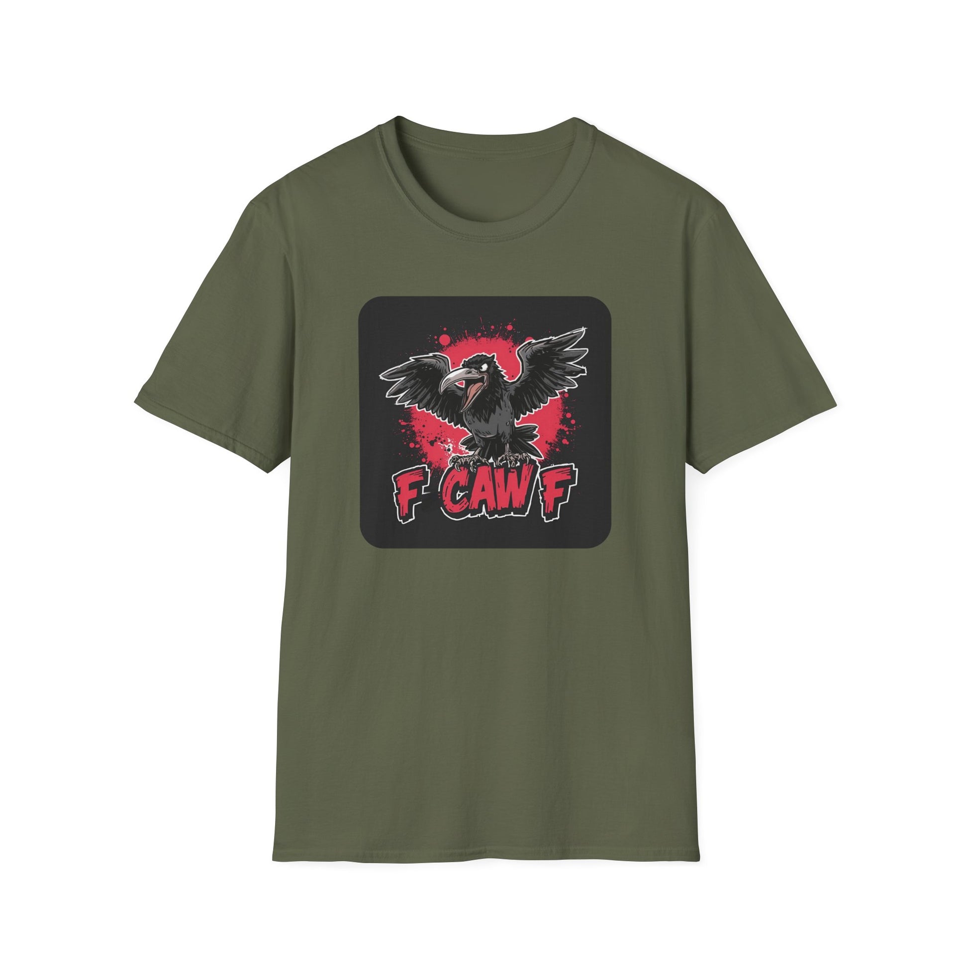 F Caw F – Gothic Crow Attitude T-Shirt in Military Green