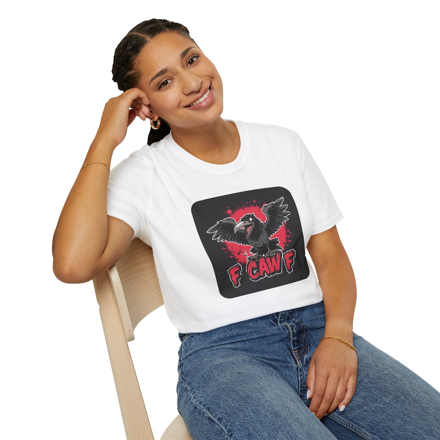F Caw F – Gothic Crow Attitude T-Shirt in White