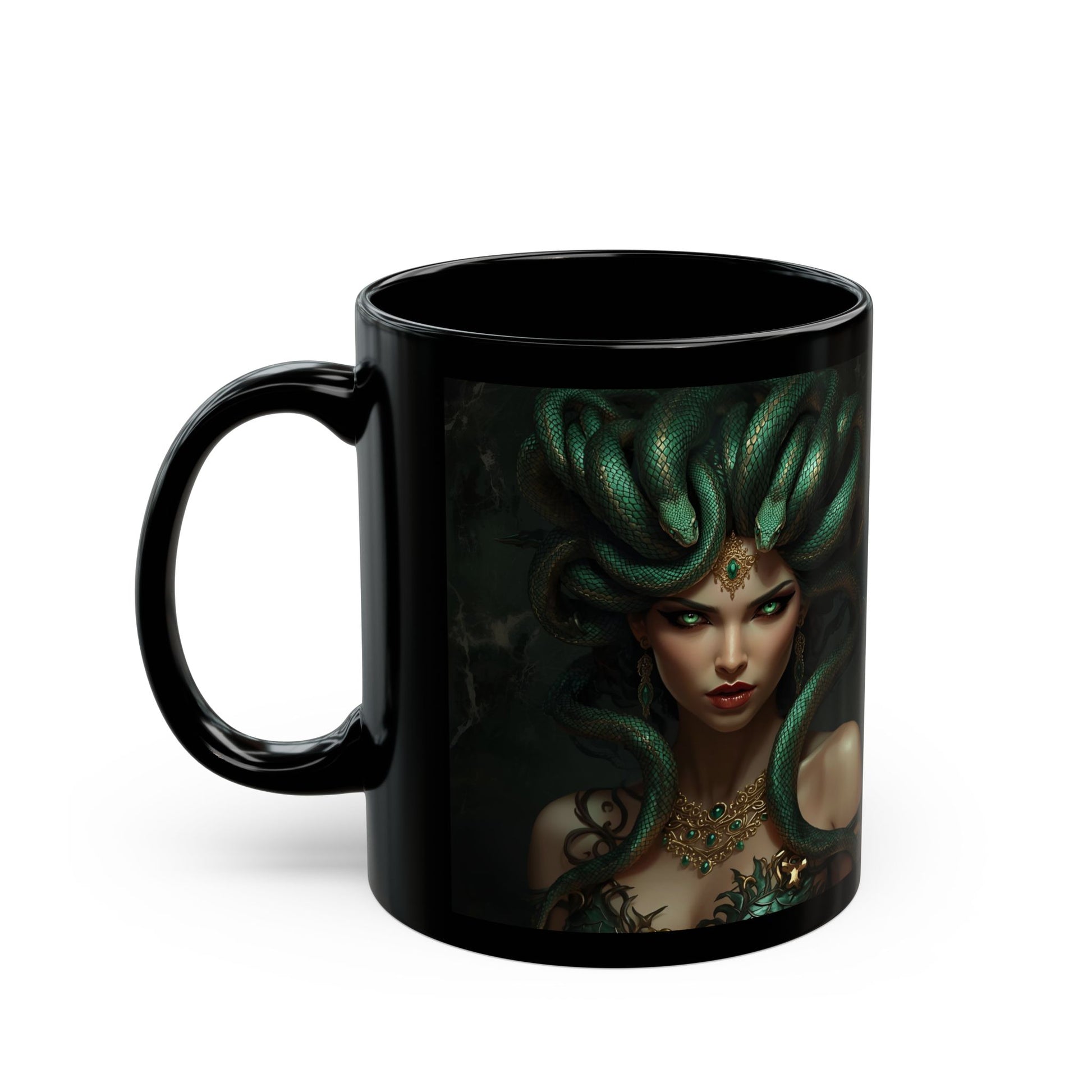 Medusa - Gilded Gaze Mug - black mug with Medusa image