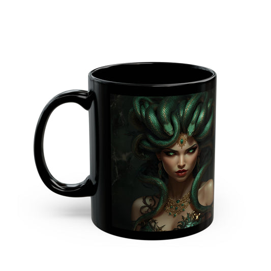 Medusa - Gilded Gaze Mug - black mug with Medusa image