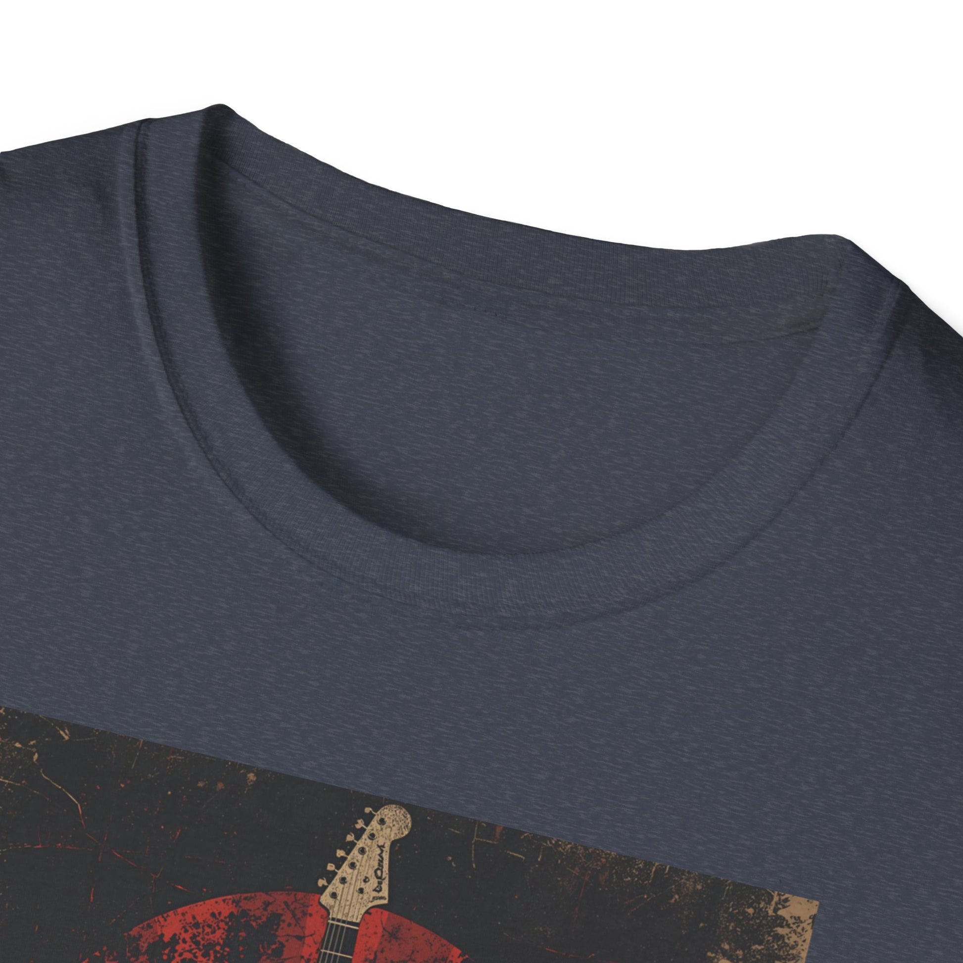 Rise of Sound - Vintage Guitar Sun Tee in Heather Navy - Neckline