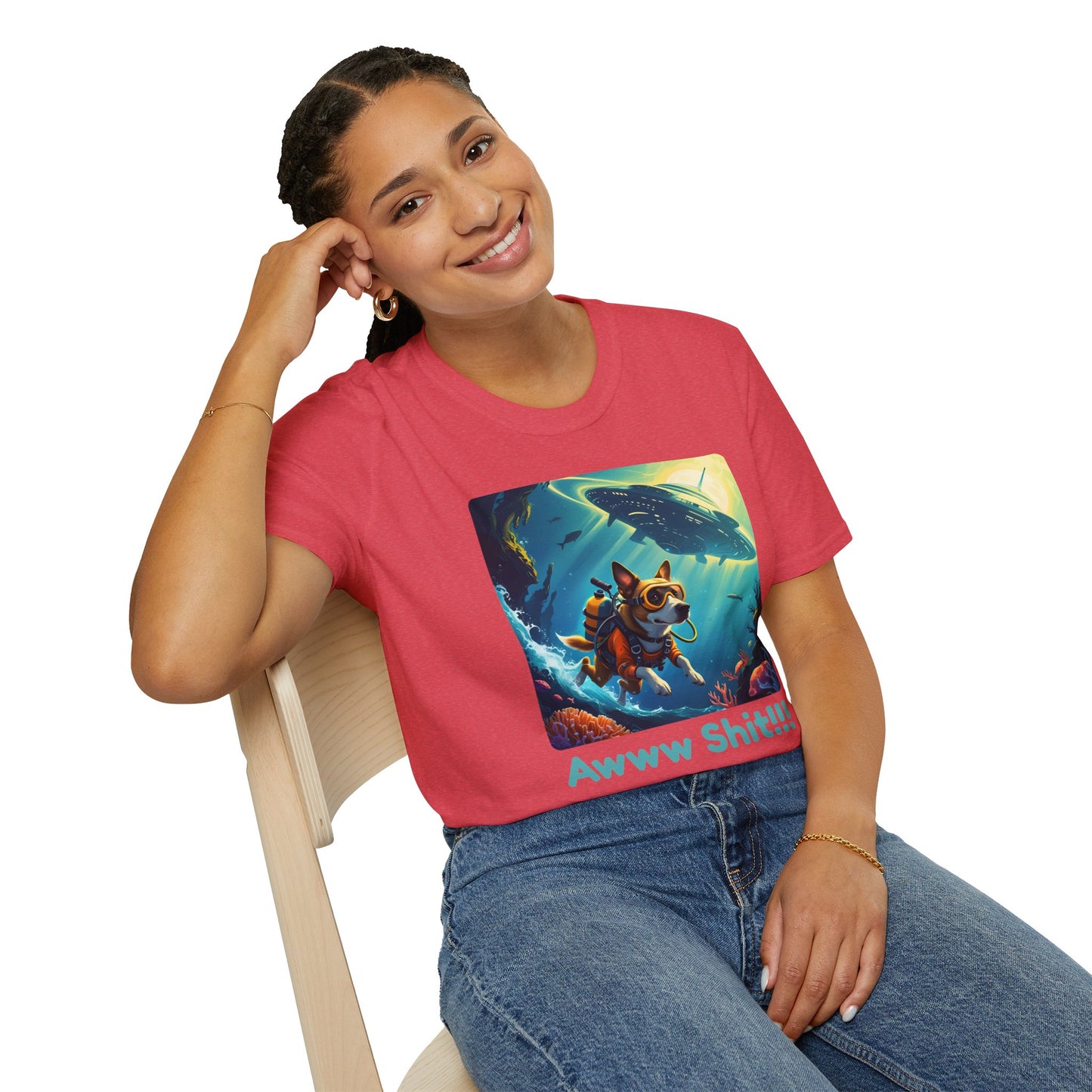 Awww Shit!!! UFO Encounter T-Shirt in Heather Red
