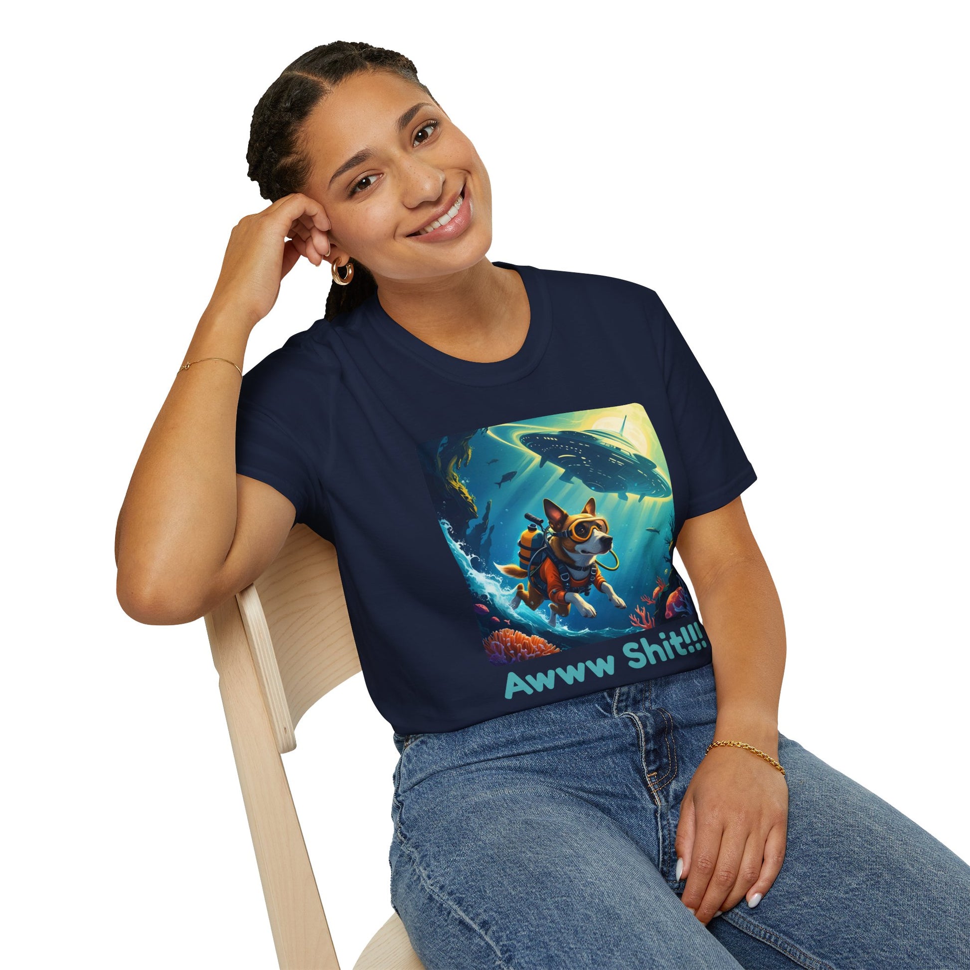 Awww Shit!!! UFO Encounter T-Shirt in Navy