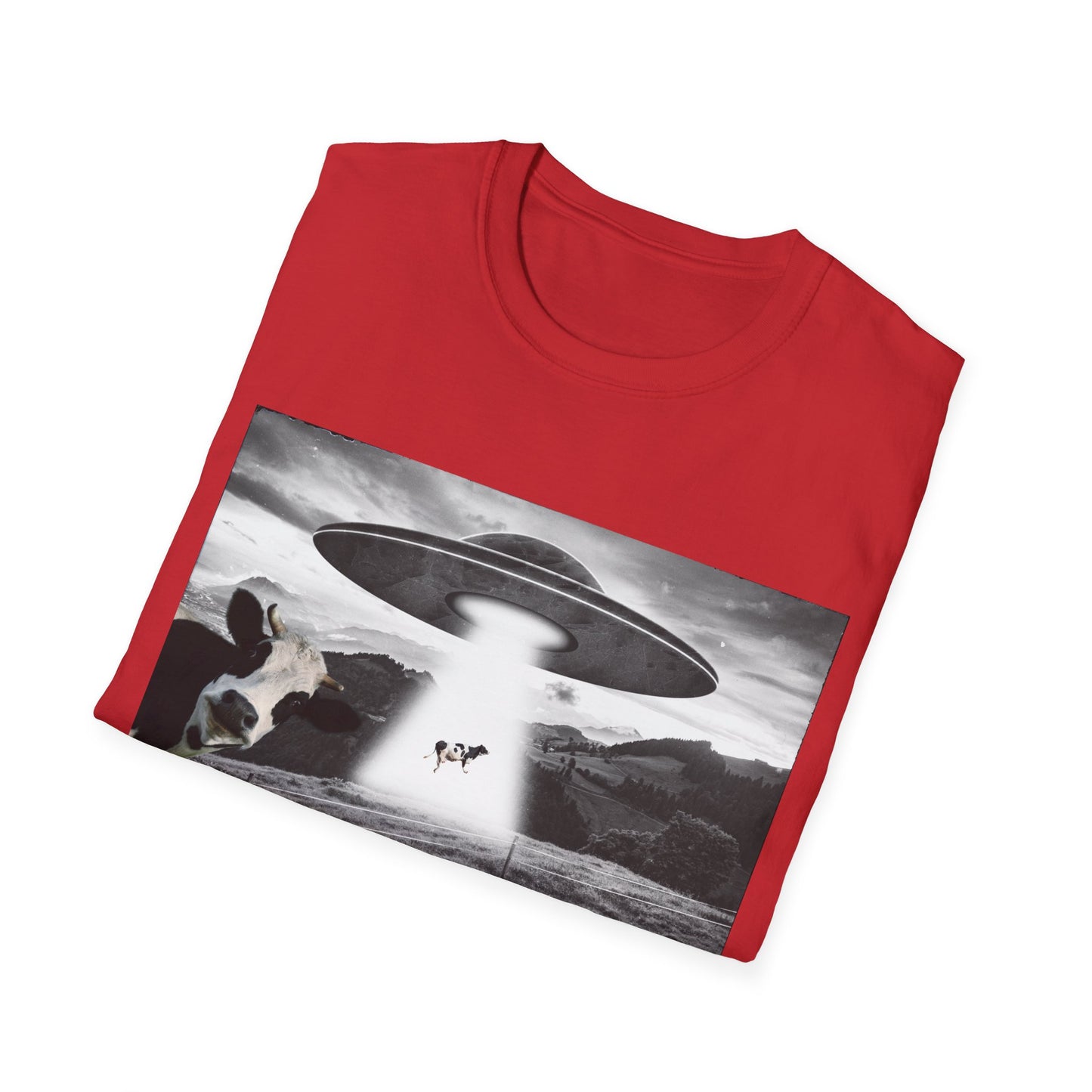 Oh Shit!!!! Cow Abduction T-Shirt  in Red -  - Folded