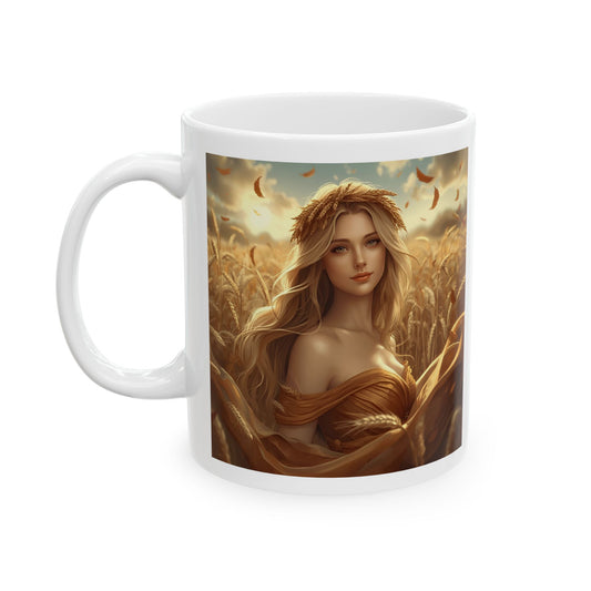 Demeter - Earth Mother Reborn Mug - white mug with image of Demeter