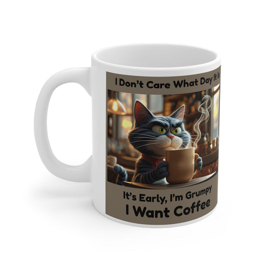 Grump Mode: Activated – Morning Cat Mug - front view